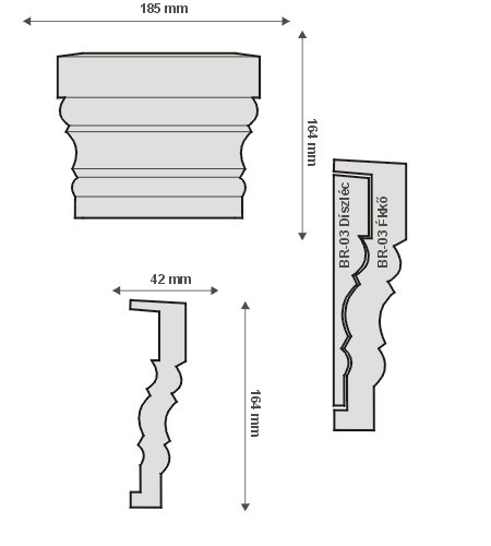 BR-03 Ékkő, pattintós középkonzol - natúr