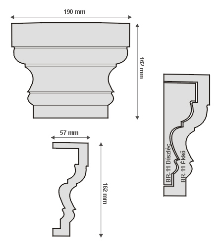 BR-11 Ékkő, pattintós középkonzol - natúr