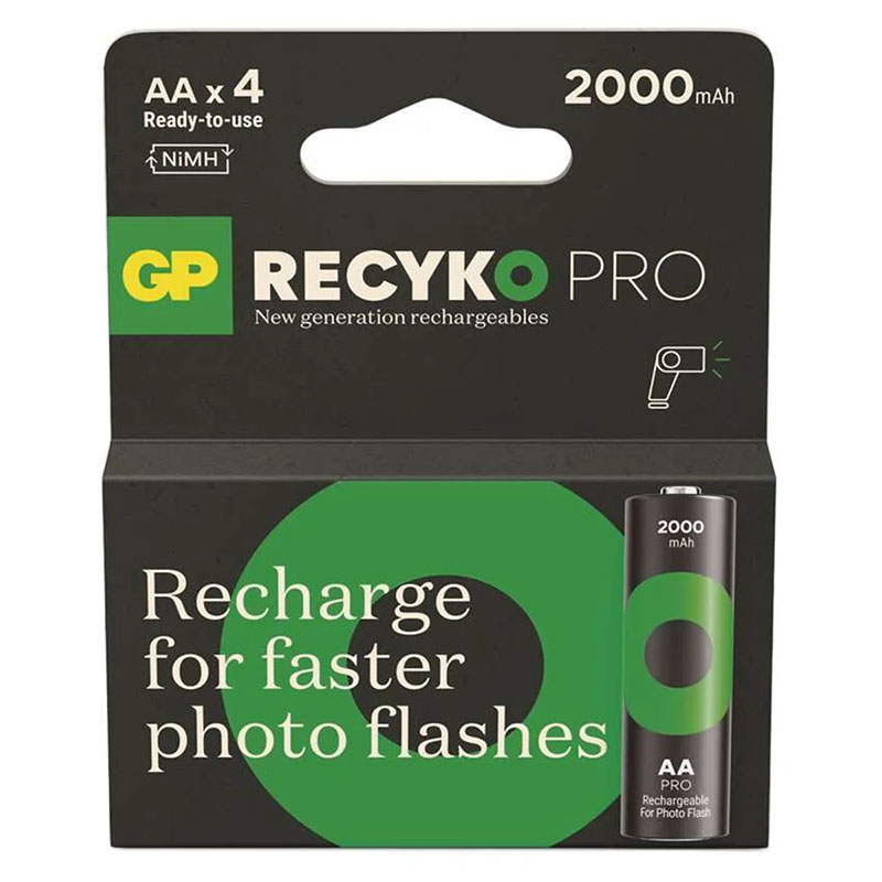 GP ReCyko Pro Photo flash HR6 - tölthető AA ceruza elem, 2000 mAh (4 db)