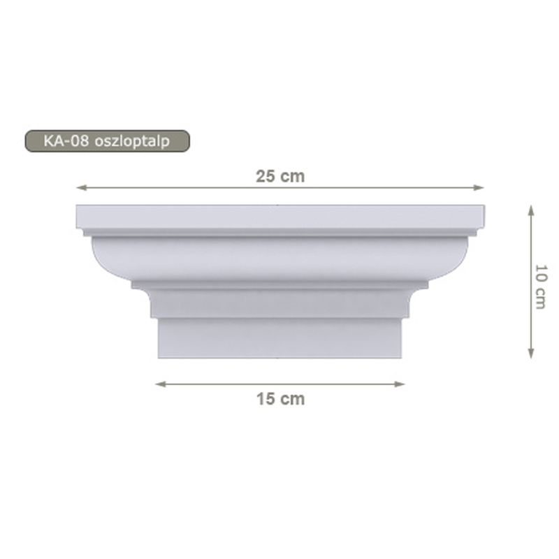 Oszloptalp - KA-08 - felületkezelt - kültéri stukkó az ablakok díszítéséhez, fali oszloplécek lezárására