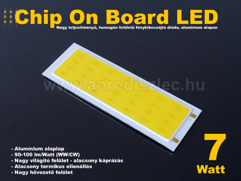 LED COB alumínium panel (12-14V/600mA) 7W - 3200K