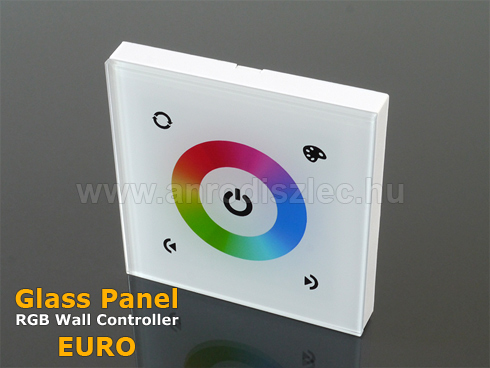 Glass Panel EURO fali RGB LED vezérlő (144 W) TM08 fehér