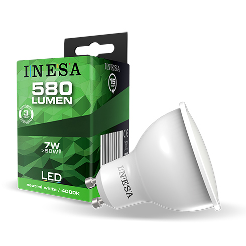 LED lámpa GU10 (7W/105°) hideg fehér