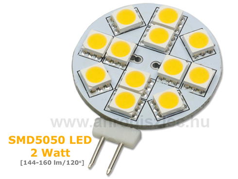 LED lámpa G4 (SMD5050x12/2W/120°) meleg fehér