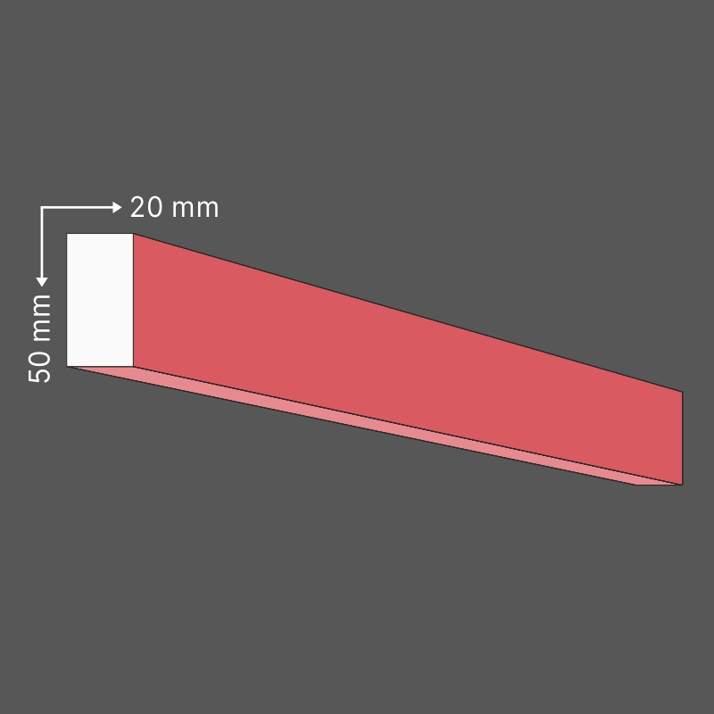 Sima léc 2 cm x 5 cm - felületkezelt