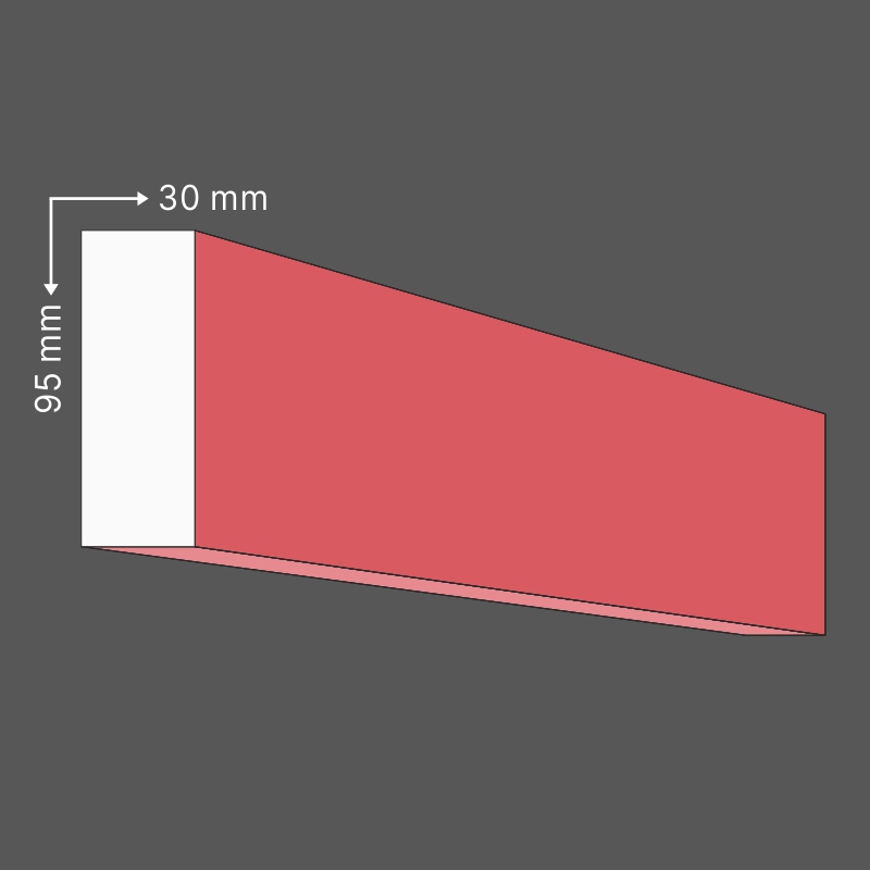 Sima léc 3 cm x 9.5 cm - felületkezelt