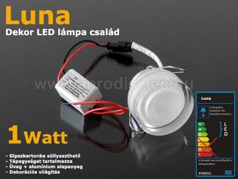 -LED dekor lámpatest Luna süllyeszthető (1W) melegfehér