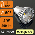 LED lámpa GU10 (3W/50°) meleg fehér OP