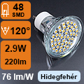 LED lámpa GU10 (SMD3528x48/2.9W/120°) hidegfehér