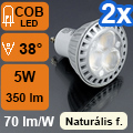 LED lámpa GU10 (COB LED/5W/38°) természetes fehér (2 db)