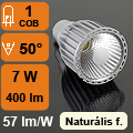 LED lámpa GU10 (COB LED/7W/50°) természetes fehér