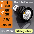 LED lámpa GU10 (COB LED/7W/60/30°) meleg fehér DFT