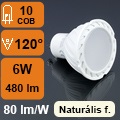 LED lámpa MR16 (COB2835x10 LED/6W/120°) természetes f.