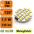 LED lámpa G4 (SMD3528x24/1.9W/120°) meleg fehér