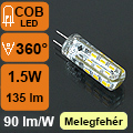 LED lámpa G4 (COB3014x24/1.5W/360°) meleg fehér szilik.