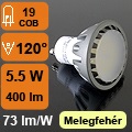 LED lámpa GU10 (5.5W/120°) meleg fehér EM