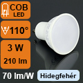 LED lámpa GU10 (3Watt/110°) hideg fehér