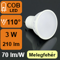 LED lámpa GU10 (3Watt/110°) meleg fehér