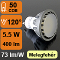 LED lámpa GU10 (COB3014x50 LED/5.5W/120°) meleg fehér