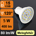 LED lámpa GU10 (5W/120°) meleg fehér KL