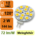 LED lámpa G4 (SMD5050x12/2W/120°) meleg fehér