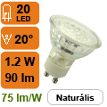 x. LED lámpa GU10 (DIPx20/1.2W/20°) naturális fehér