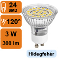 x. LED lámpa GU10 (SMD5050x24/3W/120°) hideg fehér