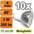 x.LED lámpa GU10 (PowerLED/4W/35°) meleg fehér 10 darab!