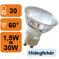 Végkiárusítás: LED lámpa GU10 (30 LED/AB) 3W hideg