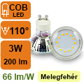 LED lámpa GU10 (COB2835/3W/110°) meleg fehér