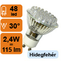 Végkiárusítás: LED lámpa GU10 (48 LED/BS) 2,4W hideg