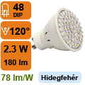 x. LED lámpa GU10 (DIPx48/2.4W/120°) hideg fehér