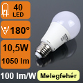 LED lámpa E27 (10.5W/180°) Körte - meleg fehér