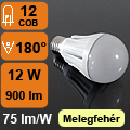 LED lámpa E27 (COB 3530x12/12W/180°) meleg fehér