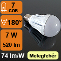 LED lámpa E27 (COB 3530x7/7W/180°) meleg fehér