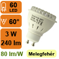 x. LED lámpa GU10 (DIPx60/3W/60°) meleg fehér