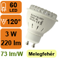 x. LED lámpa GU10 (DIPx60/3W/120°) meleg fehér