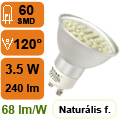 LED lámpa GU10 (SMD3528x60/3.5W/120°) természetes