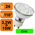 x.LED lámpa GU10 (DIPx24/3.2W/120°) zöld