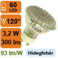 Végkiárusítás: LED lámpa GU10 (60 LED/PN) 3W hideg