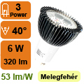 x. LED lámpa GU10 (PowerLED/6W/40°) meleg fehér (6hó)