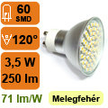 x.LED lámpa GU10 (SMD3528x60/4W/120°) meleg