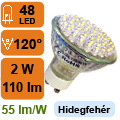 VKÁ. LED lámpa GU10 spot (48 LED/110 lumen) 2W hideg fehér