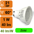 x.LED lámpa GU10 (DIPx21/1W/60°) Zöld