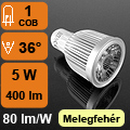 LED lámpa MR16 (COB LED/5W/36°) meleg fehér