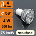 LED lámpa GU10 (PowerLED/4W/36°) tiszta fehér