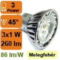 x.LED lámpa GU10 (PowerLED/3W/45°) meleg fehér Dim!