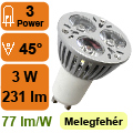 x.LED lámpa GU10 (PowerLED/3W/45°) meleg fehér