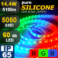 LED szalag PureSilicone kültéri (5050-60) - RGB 24 Volt