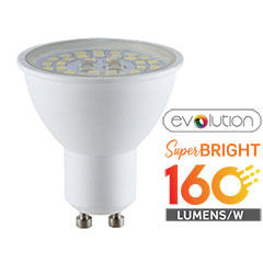 LED lámpa GU10 (5W/110°) - evolution series, 160lm/Watt - természetes fehér